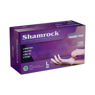 Shamrock Latex Industrial Gloves, Powder Free CASE/10 BOXES
