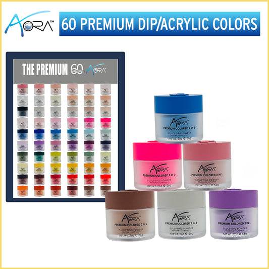 AORA PREMIUM DIP/ACRYLIC 2OZ #01 - #60 = 60 COLORS X $13.50