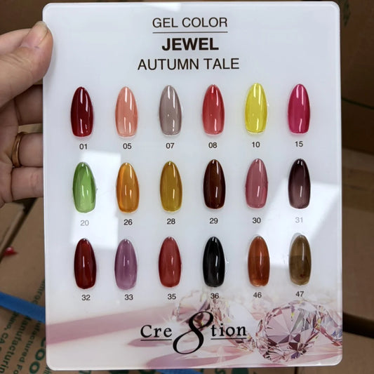 Cre8tion Jewel Gel 0.5oz - Autumn Tale Collection - Full Set 18 Colors w/ 1 Counter Display
