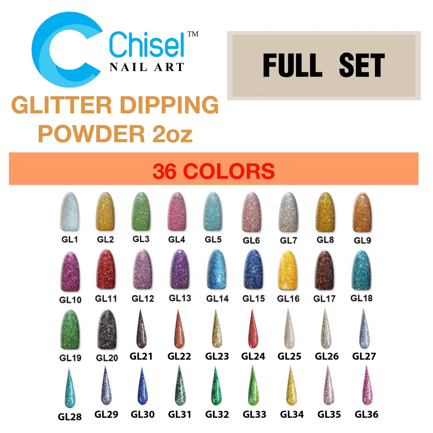 Chisel Glitter Full Collection - 36 colors